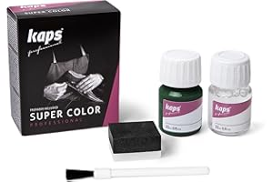 Kaps Tinte con Imprimación para Zapatos y Bolsos Textiles Y de Cuero Natural Y Sintético, Super Color And Preparer, 70 Colores (133 - verde oscuro)
