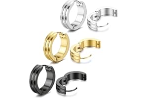 Diamday Stainless Steel Small Hoop Earring Set for Men Women Gold Silver Black Mens Ear Piercing Huggie Earrings