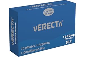 HONEYLOVE COMPANY VERECTA® | 60 Gélules Vigueur Performances Endurance Homme | Formule complète 13 ingrédients pilules bleues | Micro-circulation Sanguine | Effet dur et ferme | pilules de Ginseng, Maca, Arginine