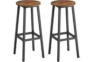 ‎VASAGLE VASAGLE Barhocker, 2er Set, Barstühle, Küchenstühle mit Metallgestell, einfache Montage, 74 cm hoch, mit Fußstütze, für Küche, Wohnzimmer, Esszimmer, vintagebraun-schwarz LBC132K01
