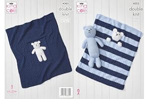 King Cole 4005 Knitting Pattern Baby Blankets and Teddy Bear Toy