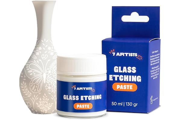 7 Artists Etchall Creme a Depolir le Verre 50 ml (130 g) – Crème à Dépolir pour Gravure Personnalisée | Etching Cream pour Verre Dépoli, Pochoir, Peinture sur Verre et Décoration Créative