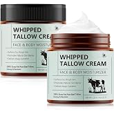 Beef Tallow Cream 2 Pack, Beef Tallow for Skin, Sebum Face Cream, 100% Natural Organic Grass-Fed Honey and Honey for Face and