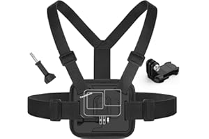 TesRock Harnais de Poitrine Compatible avec All GoPro Caméras, Fixation Chesty pour Go Pro DJI Osmo AKASO Caméras d'action Accessoire, Confort et Stabilité - Noir
