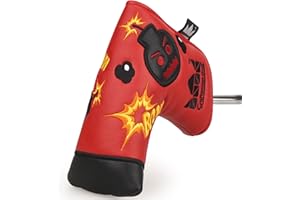 Craftsman Golf Bomb Couvre-Clubs de Golf Vintage en Cuir synthétique pour conducteur de Parcours Rouge/Noir