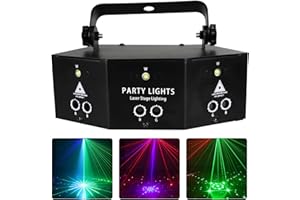 RIBASUBB Discolicht Partylicht mit Fernbedienung, 9-Eyes LED RGB Licht DJ Projektor Disco Bühnenbeleuchtung Lichteffekt DMX Effektstrahler Halloween Weihnachten Klub Party Feiertage
