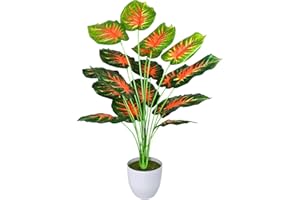 AIVORIUY Planta Artificial con Maceta Areca Palmera Grande Arbol Artificial Plastico Falso Hojas Interior Hogar Salon Dormitorio Balcón Oficina Moderno Decorativas (77cm Palma Roja Verde)