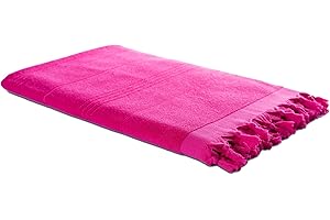 Carenesse Ręcznik hammam 2 w 1, 90 x 190 cm, różowy, dwustronny ręcznik hammam, 100% bawełna: gładki i frotte, chłonny i higieniczny, ręcznik hammam, kompaktowy