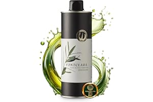FONTCLARA Arbequina Aceite de Oliva Virgen Extra de España, Premiado, Frutado Ligero, Todoterreno en la Cocina, Extracción en Frío, Freir, Cocinar y Hornear, Botella de 0,5l