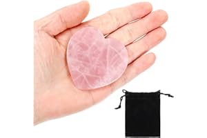 KFHENSOMR 60 mm Rose Quartz Heart Large Crystals Gemstones Gifts Reiki Hearts Healing Stones Worry Stone Pink for Valentine's Day Birthdays Anniversary Mother's Day and Thanksgiving Day