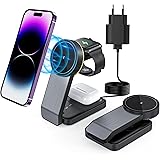 tigratigro Mag-safe Caricatore, Pieghevole 3 in 1 Stazione di Ricarica Wireless, Compatibile con iPhone 12/13/14/15 Serie, Ai