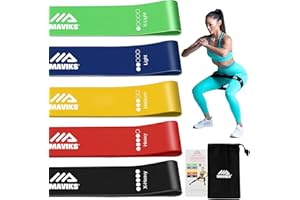 MAVIKS Exercise Bands Resistance Bands for Working Out, Set of 5 Bands, Elastic Resistance Bands for Physical Therapy, Pilates,Yoga, Stretching, Home Fitness with Guide and Carry Bag