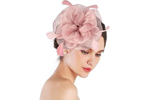 Silom Fascinators Wedding Hat for Women, Cocktail Tea Party Headwear Flower Mesh Feather Fascinator Girls Flower Hair Clip Fascinators Hat Bridal Headpiece Wedding Church Hats