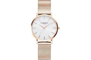 VICTORIA HYDE Moda Simple Mujeres Reloj de Pulsera de Cuarzo Correa de Cuero/Banda de Malla de Acero Inoxidable