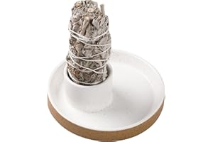 ‎BEYLAB BEYLAB Salbei räuchern Halter weisser weißer Salbei zum Keramik Räucherstäbchen Halterung, Palo Santo Halter, räucherschale, Kerzen, Smudge, weihrauchbrenner minimalistische deko (Gesprenkelt Weiß)