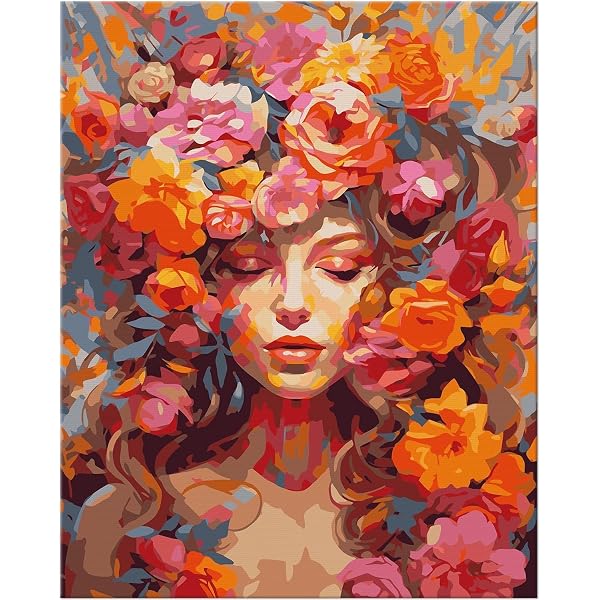 TISHIRON Pittura Ad Olio Con Numeri Fai Da Te - Kit Adulti Con Tela 40x50cm, Pennelli E Colori, Tema Libri E Fiori, Decorazione Parete