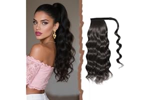 Mulaibdin Coda Capelli Extension Ricci, Code Finte per Capelli Mossi Marrone Scuro, Capelli Finti Donna Coda, Extension Capelli Lunghi 50cm, Coda di Cavallo Extensions