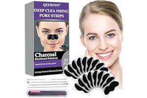 TRUUME Tiras Nasales De Eliminación De Puntos Negros, Tiras De Espinillas, Blackhead Nose Strips, Limpiar los poros con carbón activado, eliminar la cabeza negra y las impurezas, 20 piezas