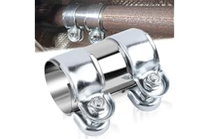 BSTDAYEVER Abrazadera Tubo Escape Conector de Tubo de Escape Doble 45x95mm Abrazadera Union Escapes Coche de Acero Inoxidable Manguito de Escapes Silenciador Adapta Mayoría Los Coches Motos