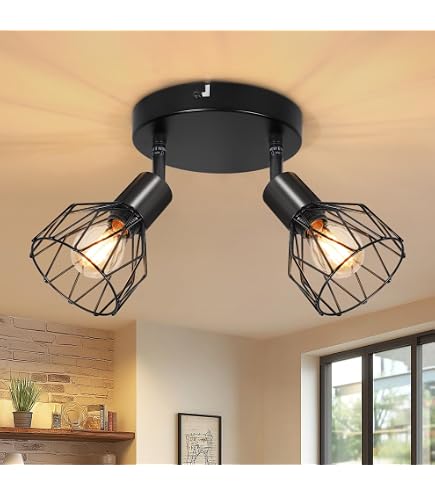 Plafonnier LED 4 Spots Orientables, Ampoule GU10, Applique Plafond, Argent