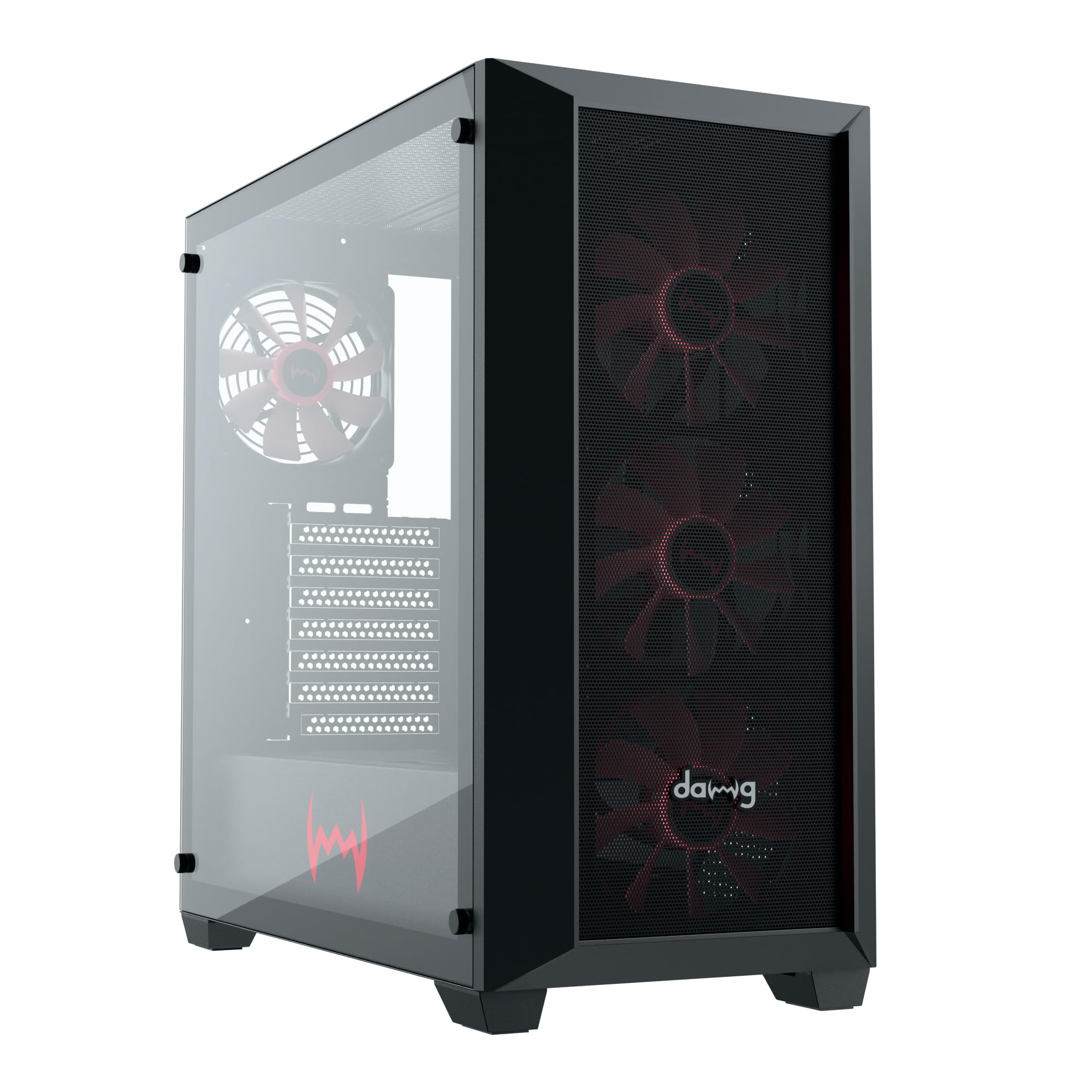 daWg X' Series 540 Full-Tower Gaming Cabinet/Case, Pre-Installed 4 ARGB Fans, EATX, ATX, mATX, Mini ITX, Support AIO Upto 360mm, Tempered Glass, Magnetic Dust Filters, USB 3.0 (Black)