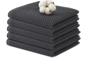 JOTOL Paños de Cocina,Toallas de Cocina,5 Pack Toalla Waffle Weave 100% Algodón,Secado Absorbente Rápido,para la Limpieza y el Secado Rápido de Platos