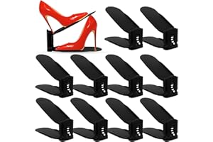 BEYAOBN Zestaw 10 regulowanych stojaków na buty Materiał PP Organizer na buty Dwuwarstwowy stojak na buty 3 Oszczędność miejsca z regulacją wysokości Antypoślizgowy pojemnik na buty Organizer