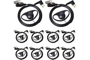HYS Lot de 10 oreillettes en forme de D avec micro compatibles avec Motorola CP040 CP140 Hytera Midland Radio 2 voies PPT pour la sécurité de la police