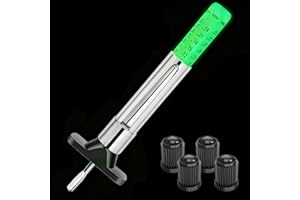 GODESON Glow in The Dark Tyre Tread Depth Gauge UK, 6-Sided Color-Coded Dual Scale Tyre Depth Gauge UK (25MM/32nds), with 4 Caps, for Car, Truck, Motorcycle
