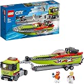 LEGO City Yarış Teknesi Taşıyıcı 60254 - Ara&ccedil;ları Seven &Ccedil;ocuklar i&ccedil;in Yaratıcı Oyuncak Yapım Seti (238 Par&ccedil;a)