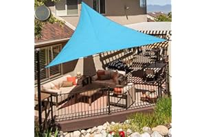 OLDPAPA Sun Shade Sail Water-resistant Triangle Sun Shade UV Block Sunscreen Awning Garden Beach Patio Canopy 3x3x3m, Blue