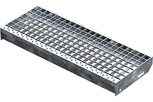 Fenau | Marche perforée Acier (R11) XSL - Dimensions : 700 x 270 mm - Maillage: 30/30 mm, Galvanisation, conforme à la norme DIN, Adapté aux escaliers de secours