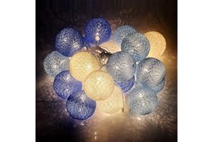 CISKOTU Ghirlanda Luminosa Cotone LED Con spina, 3,8M 20 Palline Decorativ Catena Luminoso Interno LED, Ghirlanda Luminosa Cameretta Bambini, per Balcone Festa Matrimonio Vacanze Decorazione Interna