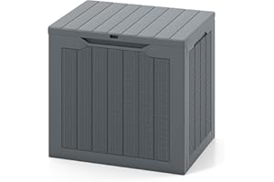 GIANTEX Cassapanca 106L, baule da giardino con coperchio chiudibile, scatola per cuscini con spazio di archiviazione, armadio da esterno, scatola portaoggetti in stile rattan per giardino, terrazzo e