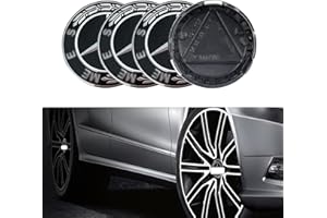 CRZYPLEA 4 Stück ABS Radkappen Auto 75mm Radnabenabdeckung Mit Aluminiumauto Logo Nabenkappen Felgendeckel Radnabendeckel(Schwarz)