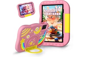 Rebecco Kinder Tablet 10 Zoll Android 14 Tablet für Kinder mit Octa-Core, 6000 mAh, 10GB(4+6) RAM + 64GB ROM, WiFi, BT5.2, Kindersicherung, Vorinstallierte Kindersoftware Lerntablet für Kinder