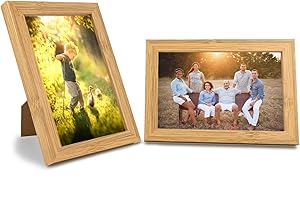 RAFIYU Cornici per Foto 10 x 15 cm, 2 Pezzi Piccole Cornici per Foto in Legno, Portafoto da Tavolo, Cornici da Parete con Pannelli in Plexiglass, Cornice in Legno MDF per Casa, Ufficio, Scuola