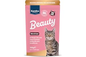 KARNLEA Beauty for Cats 100g | Skin & Coat Supplement for Cats | Tasty Food Topper | Moulting & Shedding | Coat & Skin Supplement for Dry, Dull Coats and Excess Moulting & Shedding | Better Than Salmon Oil