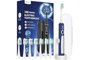 YTEATH PRO Brosse À Dent Électrique Soniques pour Homme - Brosse A Dent Sonique Adultes avec 8 Têtes de Brosse et Étui de Voyage, 5 Modes, Étanche IPX7, Brosse A Dent Electrique de Voyage Rechargeable, Bleu