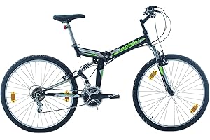 MULTIBRAND DISTRIBUTION Bici pieghevole Multibrand 26 pollici completamente ammortizzata, mountain bike, 18 velocità, freni a V, adatta per uomini, donne, ragazze e ragazzi da 155 a 180 cm.