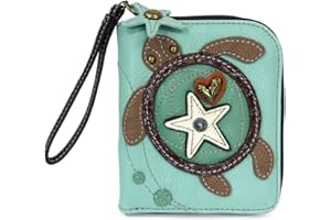 CHALA Handtaschen - Geldbörse mit Reißverschluss, Handgelenk, 8 Kreditkartenfächer, stabile Münzbörse für Damen, schildkröte, Small