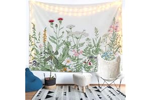 LOMOHOO Tapestry Wall Hanging for Bedroom,Floral Plants Tapestry,Summer Flowers Tapestry,Nature Tapestries Wall Hangings for Living Room Wall Decor 130x150cm
