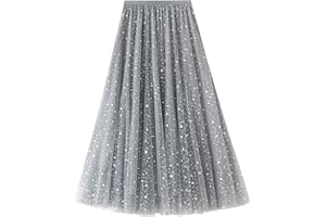 Geagodelia Gonna Lunga da Donna in Tulle Gonna Tutu Elegante con Cielo Stellato Gonne Donne Vita Alta a Strati con Paillettes Principessa