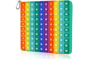 Plstod Pop It, Fidget Toys, Silicone Pop It Bambini, 20 x 20cm Giocattolo Antistress Push Pop 10 x 10 Palline, Giocattolo Educativi Matematica Popit Bubble Sensoriale da Spremere per Adulti e Bambini