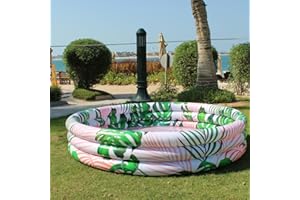 Misomo Piscine pour Enfants Beverly Hills | Piscine pour Enfants | Motif Feuilles de Palmier | Pataugeoire pour Enfants | Dimensions : Ø 140 cm (140 x 39 cm) | Gonflable en Moins d'une Minute