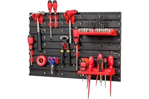 PAFEN Sistema de almacenamiento de 576 x 390 mm, cajas apilables, estantería de pared, cajas de almacenamiento visibles, 16 soportes para herramientas