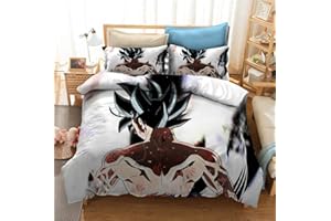 GDGM Juego de funda de edredón y funda de almohada 3D, diseño de dragón de Z Goku, funda nórdica y funda de almohada de microfibra, con cremallera, juego de cama infantil (A06,220 x 240 cm, 75 x 50 cm)