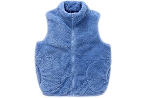 ANIMQUE Bambino Bambini Gilet in Pile Corallo Collo in Piedi Genitore-Bambino Giacca con Cerniera Senza Maniche Capispalla Autunno Inverno Ragazzo Ragazza Caldo Cappotto