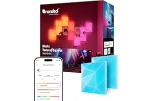 Nanoleaf Pacchetto di Espansione Blocks | 2 Quadrati Strutturati, Pannelli Luminosi RGBW 3D, Cambiano Colore e Regolano la Temperatura (2700K-6500K), Illuminazione Soffusa (23,1 x 23,1 cm ciascuno)