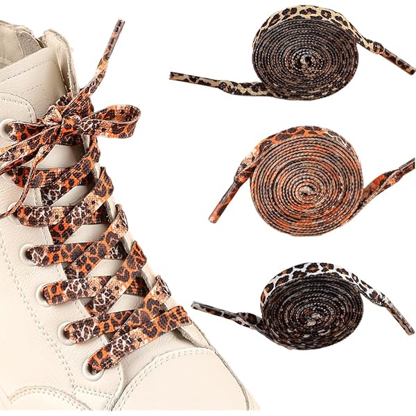 Lot De 4 Paires De Lacets Élastiques Imprimé Léopard - Pour Baskets Et Chaussures - Style Tendance
